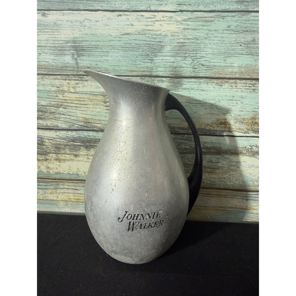 Johnnie Walker Puralum Italy Pitcher Silver Good Vintage Aluminum Barware Carafe